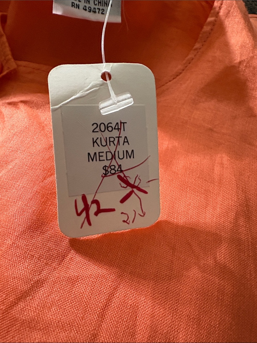 Women’s 2 piece Orange Tunic w/ Pant - Picture 7 of 8